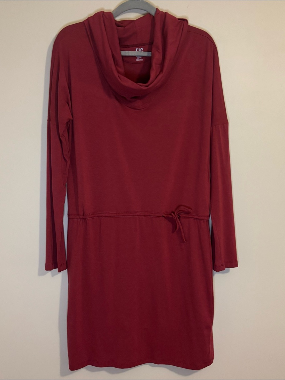 FIG Clothing Safari Cowl Neck Long Sleeve Tunic Dress XL Rust Terracotta Pockets